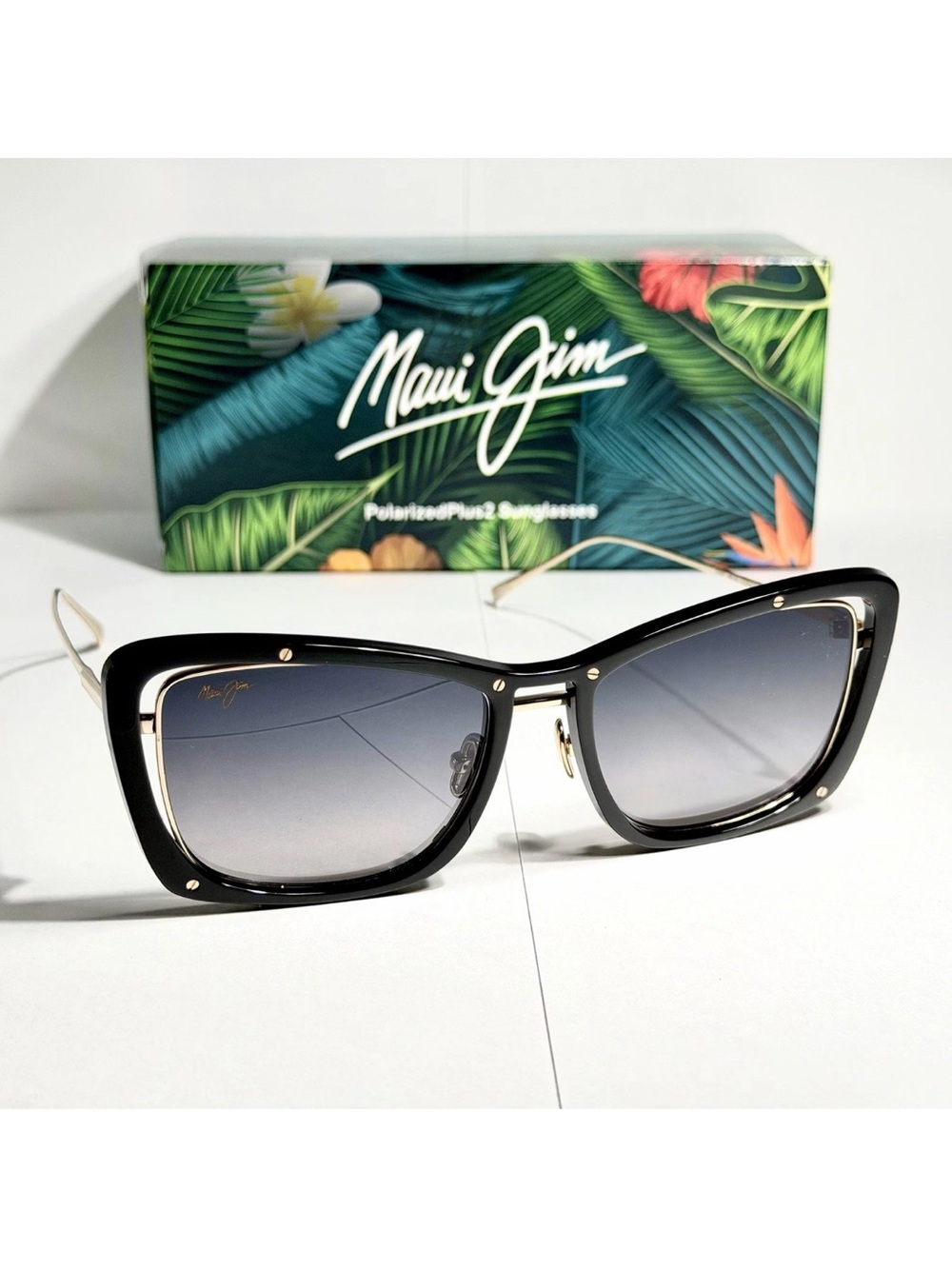 MAUI JIM Polarized Sunglasses MJ808 02 Adrift Black Gold Grey  Titanium